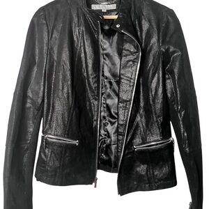 Wilsons Leather Jacket M Womens Cropped Textured Zipper Biker Grunge Moto VTG